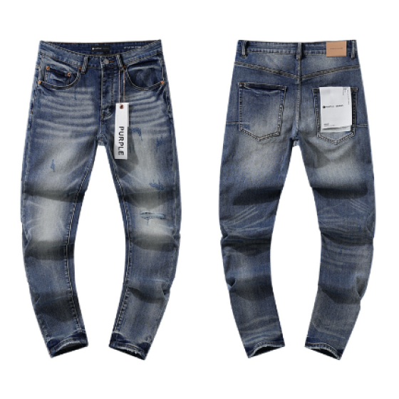 Light Blue Washed Slim Denim Jeans with Minor Distressing